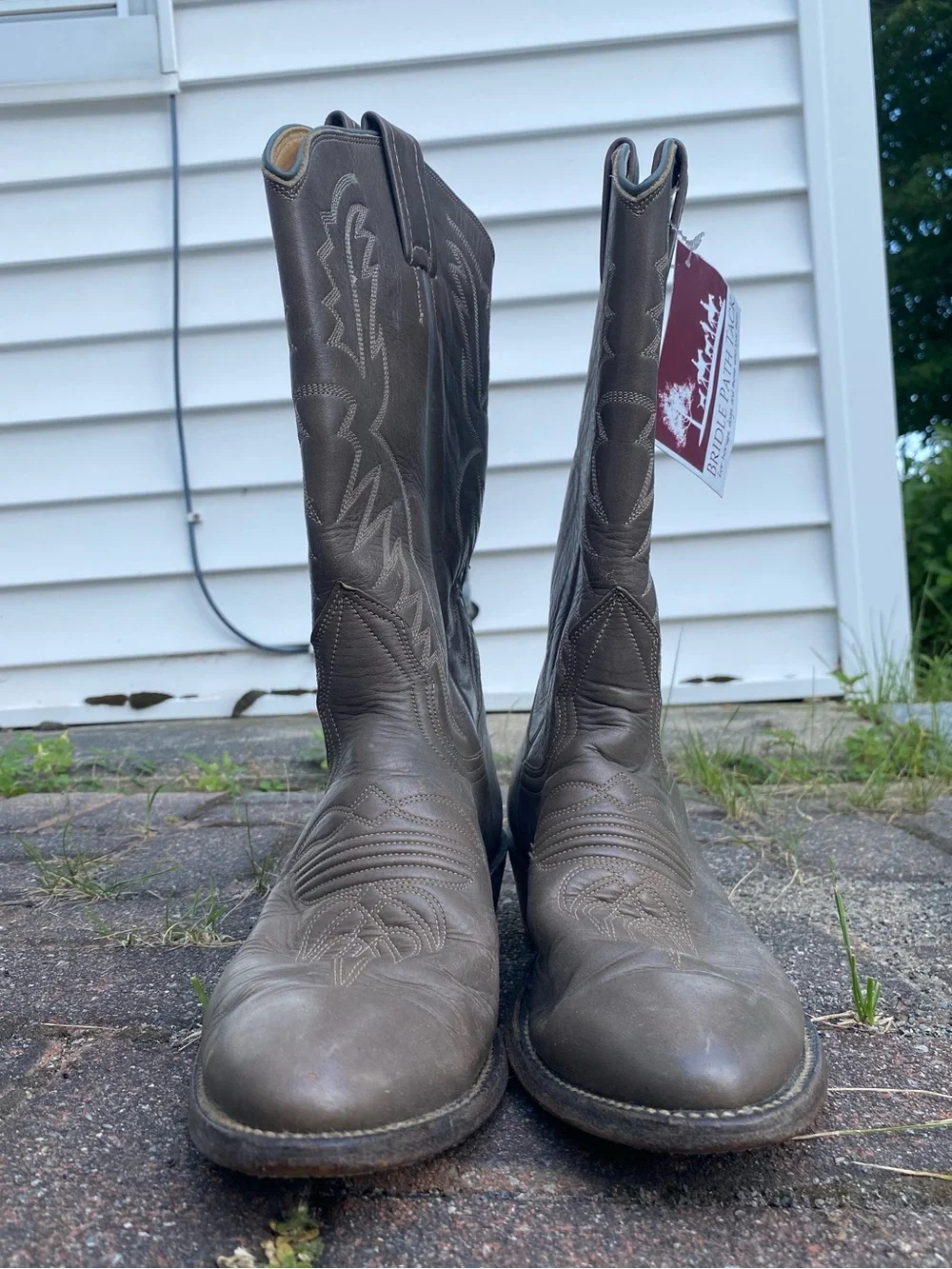Gray Women’s Nocona Western Cowboy Boots with Embroidered Stitching